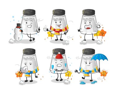salt shaker in cold weather character mascot vector