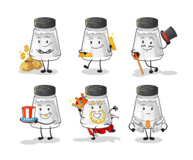 salt shaker rich character. cartoon mascot vector