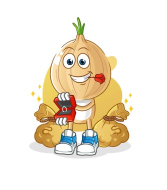 garlic head cartoon propose with ring. cartoon mascot vector
