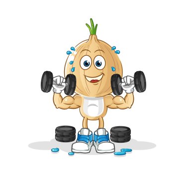 garlic head cartoon weight training illustration. character vector
