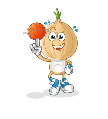garlic head cartoon playing basket ball mascot. cartoon vector