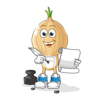 garlic head cartoon writer vector. cartoon character