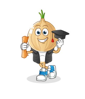 garlic head cartoon graduation vector. cartoon character
