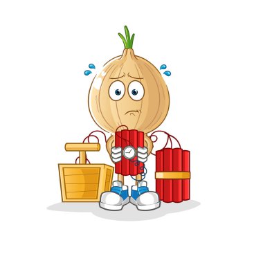 garlic head cartoon holding dynamite character. cartoon vector
