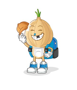 garlic head cartoon goes to school vector. cartoon character