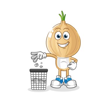 garlic head cartoon Throw garbage mascot. cartoon vector
