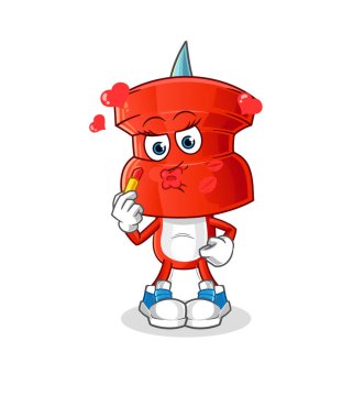 push pin head cartoon make up mascot. cartoon vector