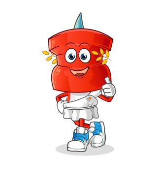 push pin head cartoon with greek clothing. cartoon mascot vector