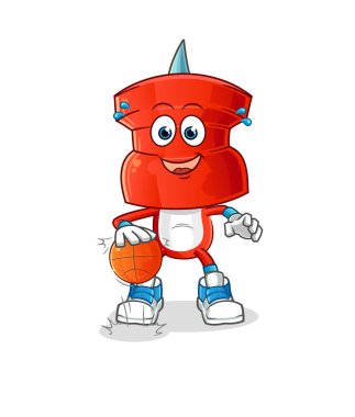 push pin head cartoon dribble basketball character. cartoon vector