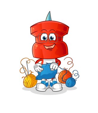 push pin head cartoon tailor mascot. cartoon vector