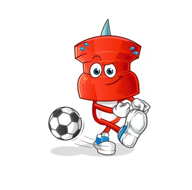 push pin head cartoon kicking the ball. cartoon mascot vector