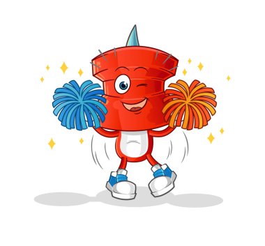 push pin head cartoon cheerleader. cartoon mascot vector