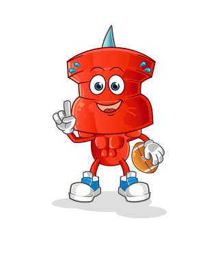 push pin head cartoon playing rugby character. cartoon vector