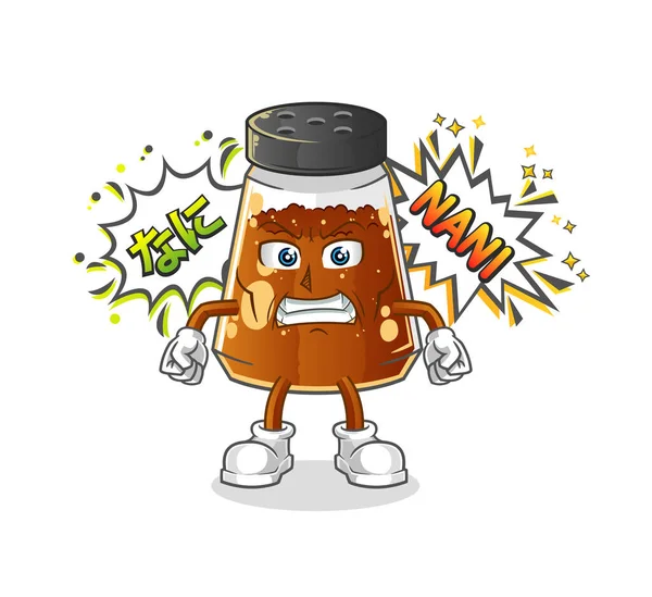 Pepper Powder Anime Angry Vector Cartoon Character — Vetor de Stock