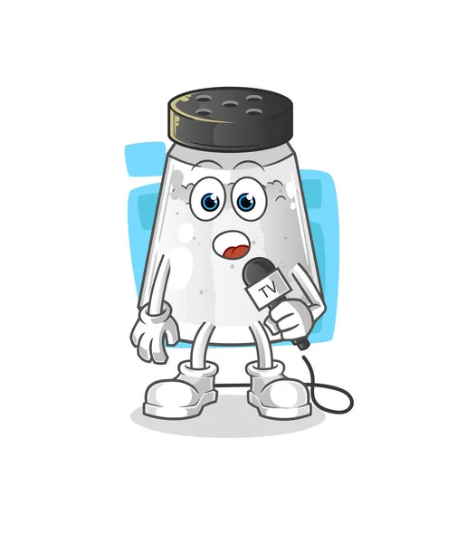 Salt Shaker Reporter Cartoon Cartoon Mascot Vector — Stock Vector