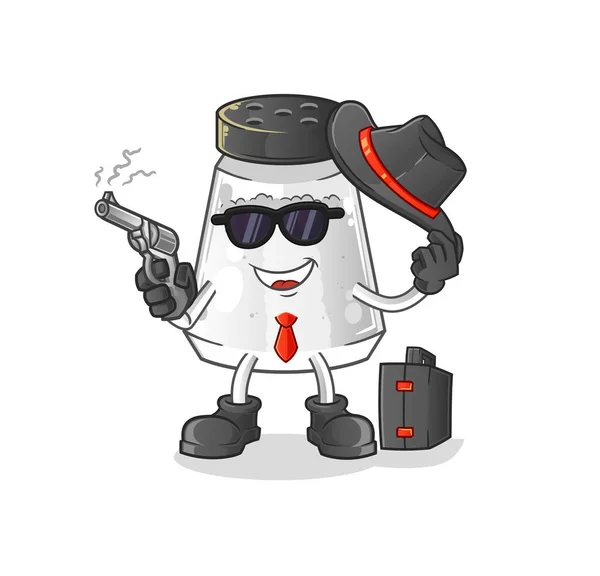 Salt Shaker Mafia Gun Character Cartoon Mascot Vector — Stockvector