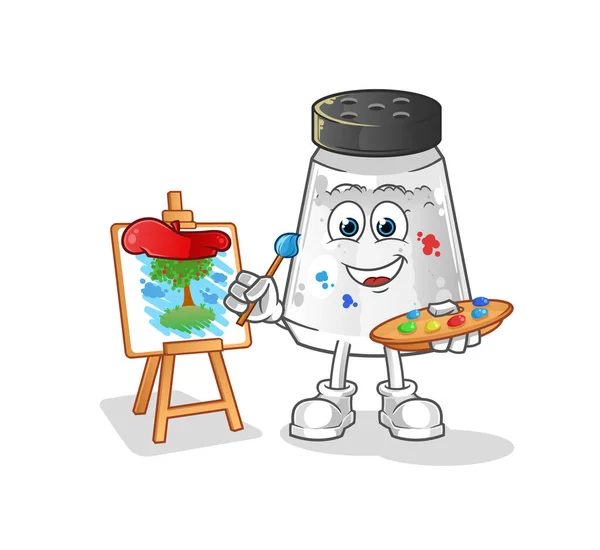 Salt Shaker Artist Mascot Cartoon Vector — Stock Vector