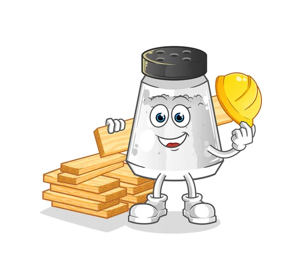 Salt Shaker Builder Vector Cartoon Character — Stockový vektor