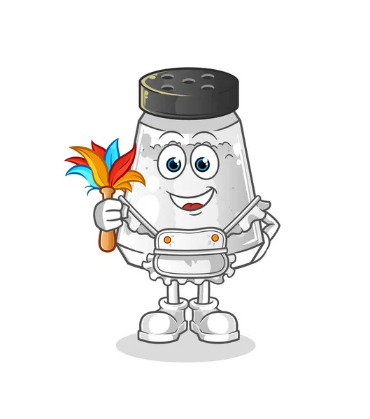 Salt Shaker Maid Mascot Cartoon Vector — Vetor de Stock