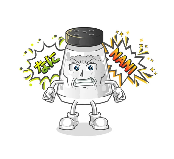 Salt Shaker Anime Angry Vector Cartoon Character — Stock Vector
