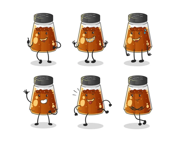 Pepper Powder Happy Set Character Cartoon Mascot Vector — Archivo Imágenes Vectoriales