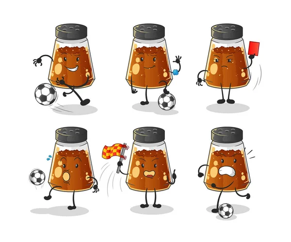 ペッパー パウダー フットボール グループのキャラクター 漫画マスコットベクトル — ストックベクタ