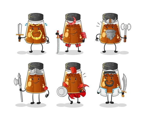 Pepper Powder Warrior Group Character Cartoon Mascot Vector — ストックベクタ