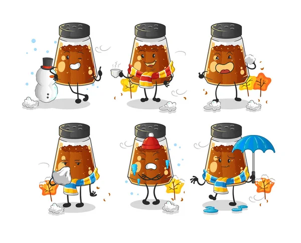 Pepper Powder Cold Weather Character Mascot Vector — ストックベクタ