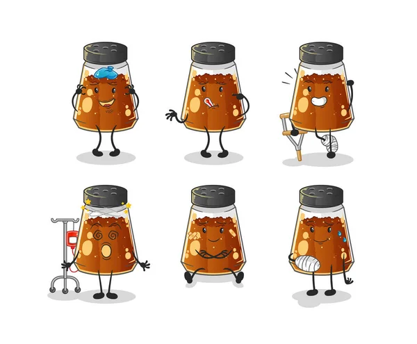 Pepper Powder Sick Group Character Cartoon Mascot Vector — Wektor stockowy