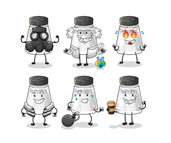 Salt Shaker Villain Group Character Cartoon Mascot Vector — 图库矢量图片