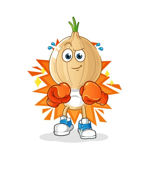 Knoflook Hoofd Cartoon Bokser Karakter Tekenfilm Mascotte Vector — Stockvector