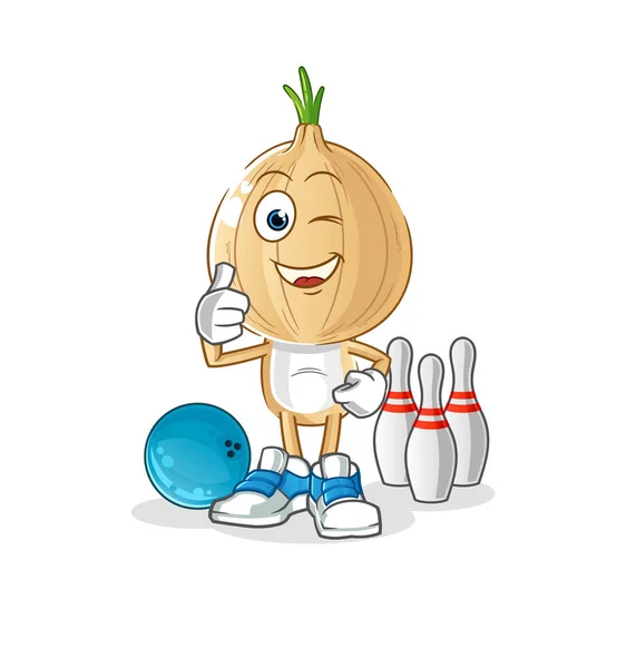 Garlic Head Cartoon Play Bowling Illustration Character Vector — Stock Vector