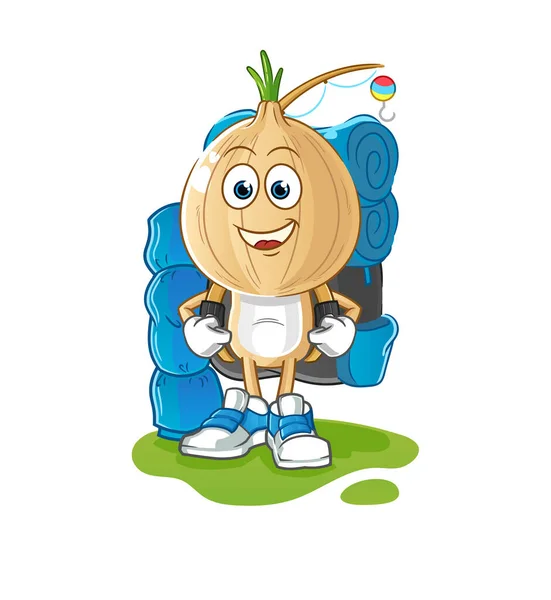 Garlic Head Cartoon Camping Mascot Cartoon Vector — 스톡 벡터