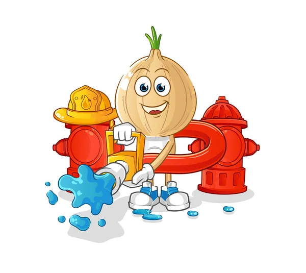 garlic head cartoon firefighter vector. cartoon character