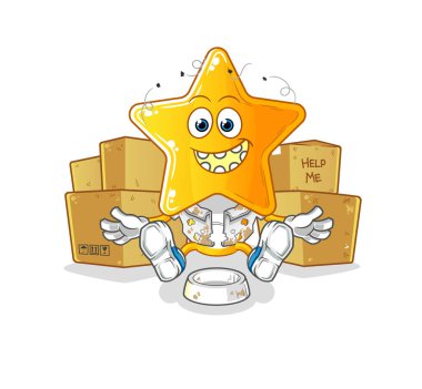 star head cartoon homeless character. cartoon mascot vector