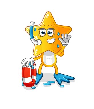 star head cartoon swimmer with buoy mascot. cartoon vector