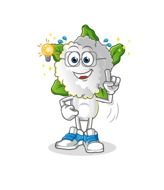 cauliflower head cartoon got an idea. mascot vector