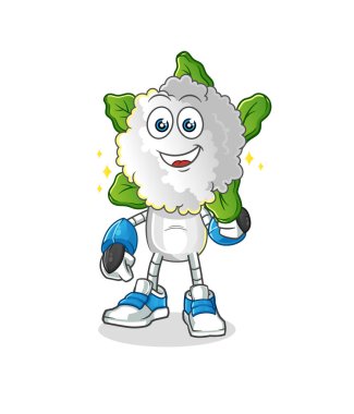 cauliflower head cartoon robot character. cartoon mascot vector