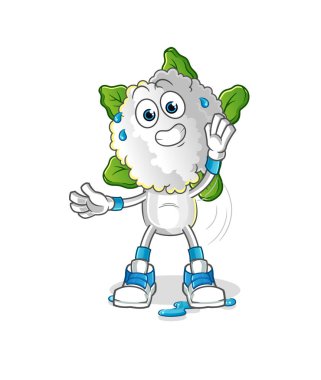 cauliflower head cartoon stretching character. cartoon mascot vector