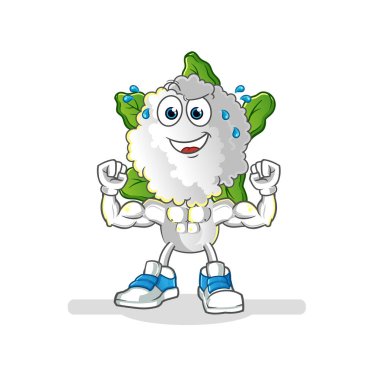 cauliflower head cartoon muscular. cartoon mascot vector