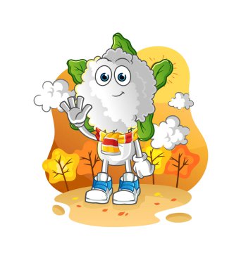 cauliflower head cartoon in the autumn. cartoon mascot vector