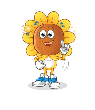 sunflower head cartoon got an idea. mascot vector