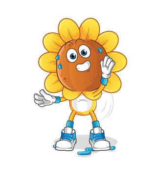 sunflower head cartoon stretching character. cartoon mascot vector