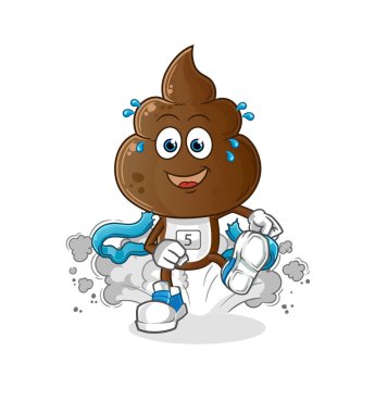 human shit head cartoon runner character. cartoon mascot vector