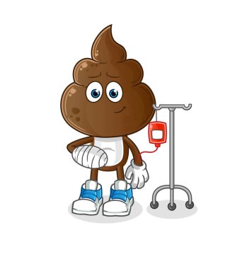 human shit head cartoon sick in IV illustration. character vector