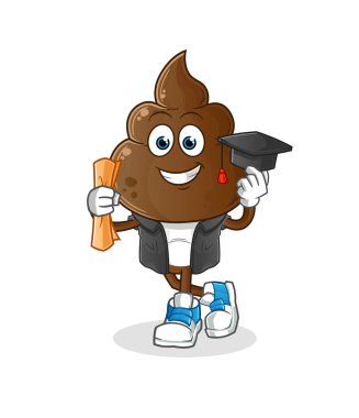 human shit head cartoon graduation vector. cartoon character