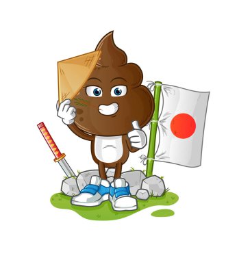 human shit head cartoon japanese vector. cartoon character