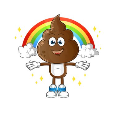 human shit head cartoon with a rainbow. cartoon vector
