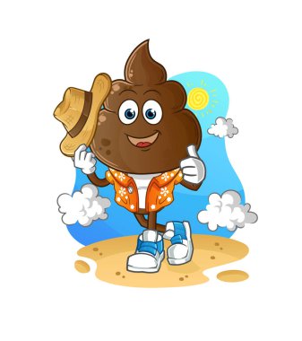 human shit head cartoon go on vacation. cartoon mascot vector