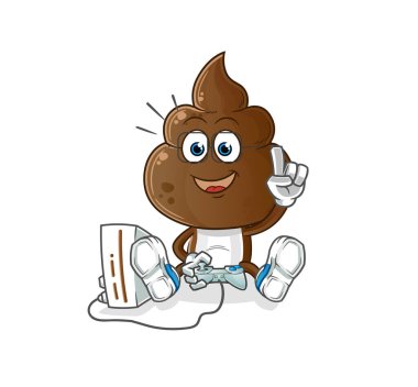 human shit head cartoon playing video games. cartoon character